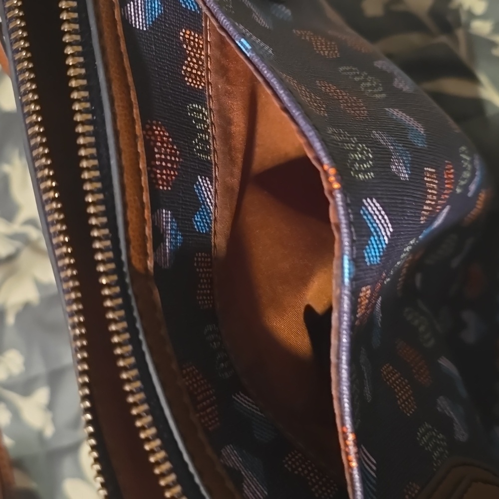 Fossil Brown and Blue Heart Pattern Tote Bag - Picture 8 of 8